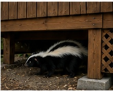 Moufette sous un cabanon à Boucherville