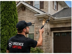 Technicien inspectant une toiture pour un raton laveur à Boucherville