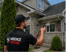 Technicien inspectant une toiture pour un raton laveur à Longueuil