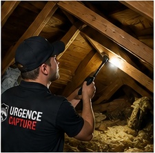 Technicien inspectant un entretoit à Sainte-Julie