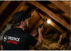 Technicien Urgence Capture inspectant un entretoit à Varennes